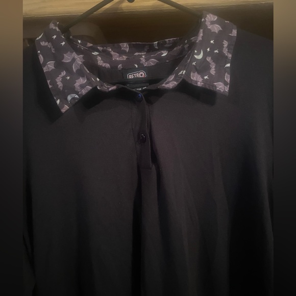 RETROLICIOUS 2xl bats collar tunic top Halloween goth witchy - Picture 5 of 12